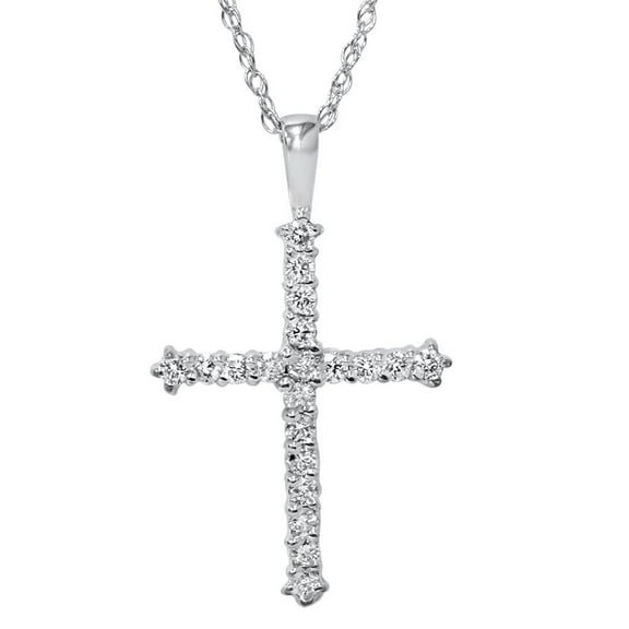 925 Sterling Silver Rhodium Plated White Ice .03ct Color H-I, Clarity SI2-I1 Diamond Cross 925 Sterling Silver Rhodium Plated 18in Necklace 925 Sterling Silver Rhodium Plated White Ice .03ct Color H-I, Clarity SI2-I1 Diamond Cross 925 Sterling Silver Rhodium Plated 18in Necklace
